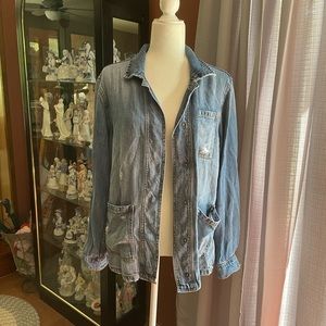 EUC KUT cut from the kloth distressed denim shirt